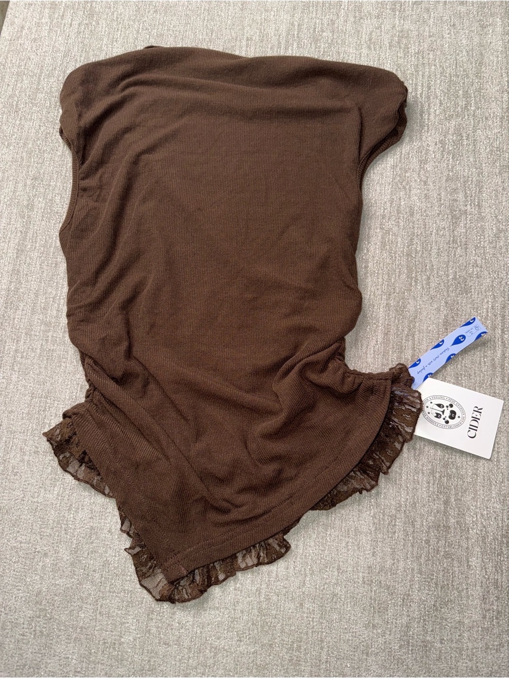 CIDER Brown Strapless Lace Trim Tube Top NWT M